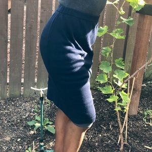 St. John Navy Blue Knee Length Knit Pencil Skirt